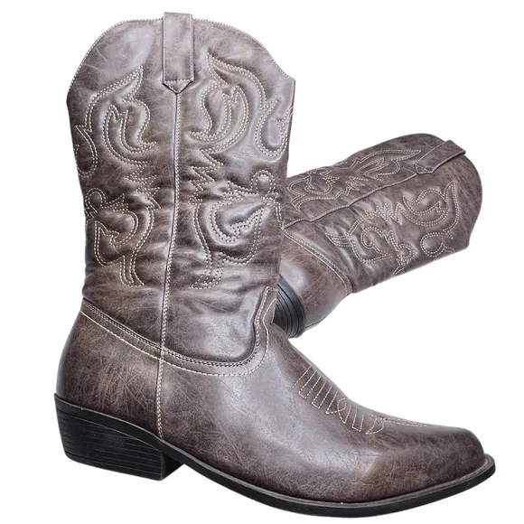 Cloudwalker by Avenue Abby Pointed Toe Side Zipperr Cowgirl Boots - Picture 2 of 15